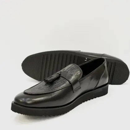 Men's Leather Formal Dress Shoes – Black, Handcrafted, Plain Design