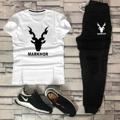 Men's Black Cotton Graphic Sublimation Track Suit Set