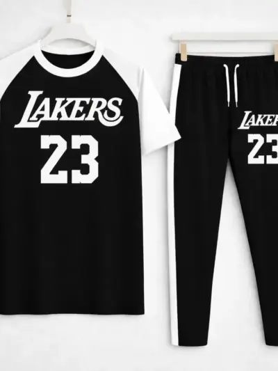 Buy 2 Pcs Men's Lakers Printed Summer Track Suit – Premium Comfort