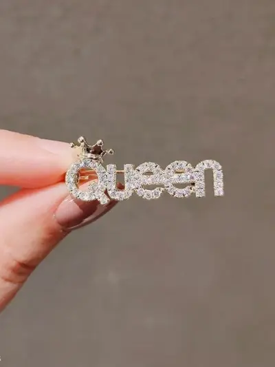 Beautiful Queen Name Golden Alloy Brooch