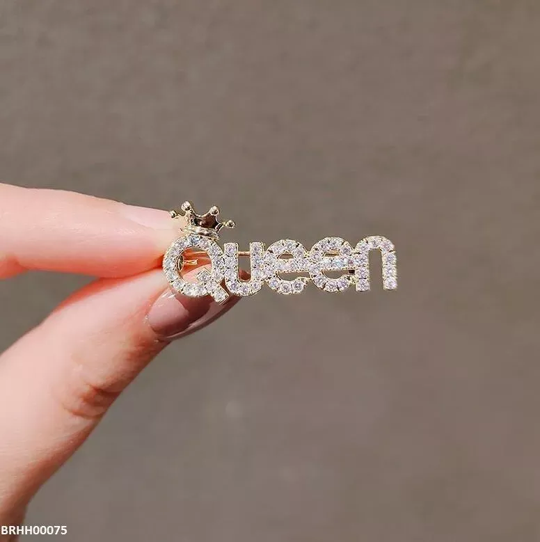 Beautiful Queen Name Golden Alloy Brooch