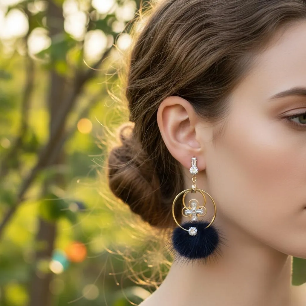 Korean Temperament Aura Women’s Golden Crystal Earrings – 2 Pcs