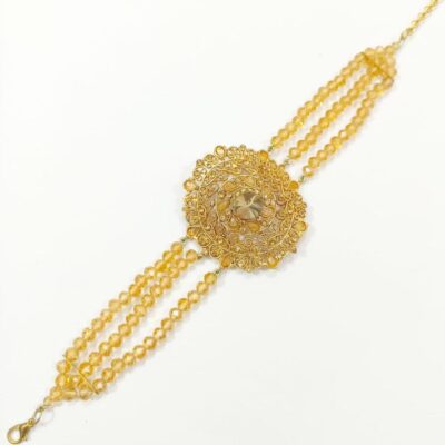 1 Pc Women’s Golden-Plated Beads Bracelet – Adjustable Alloy Jewelry