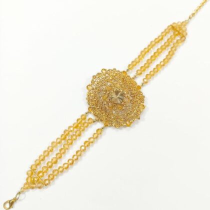 1 Pc Women’s Golden-Plated Beads Bracelet – Adjustable Alloy Jewelry