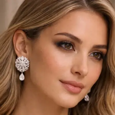 Flower Design Silver Plated Zircon Pendant Set for Women – Silver Artificial Jewelry