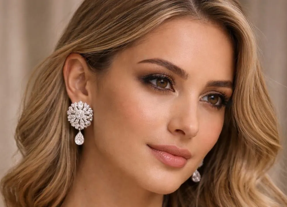 Flower Design Silver Plated Zircon Pendant Set for Women – Silver Artificial Jewelry