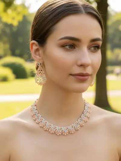 Funky Crystal Zircon Bridal Set for Women – Golden Alloy Wedding Jewelry