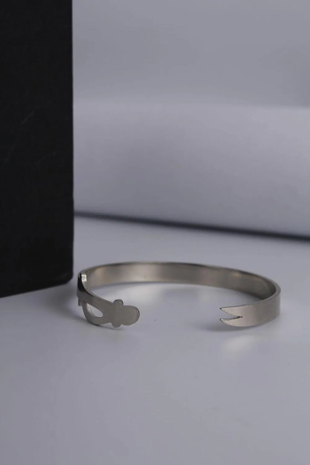 Silver Plated Stainless Steel Adjustable Kara Bangle for Unisex – 1 Pc