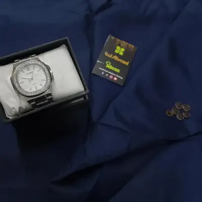 Men’s Unstitched Wash & Wear Plain Suit – Blue (4 Meter Fabric)