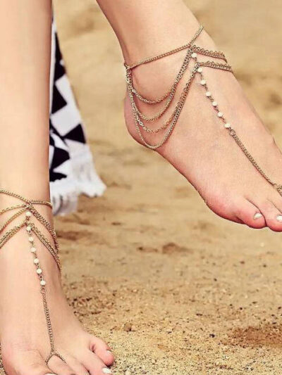 Beautiful Golden Anklet Pair – Alloy, Adjustable 20cm-4cm