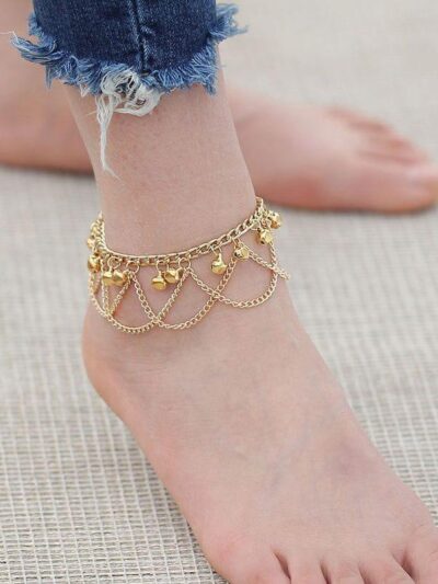 Gold Plated Bell Anklet for Women – Alloy, Free Size