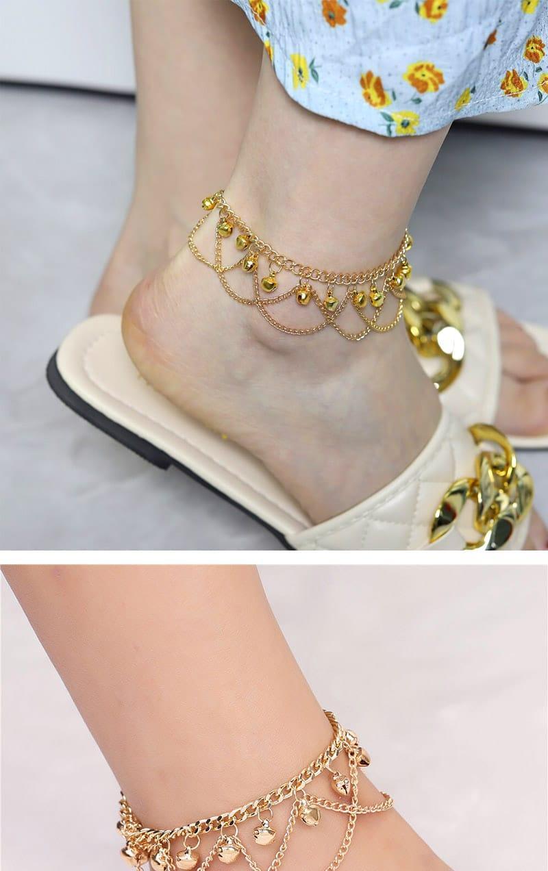 Gold Plated Bell Anklet for Women – Alloy, Free Size