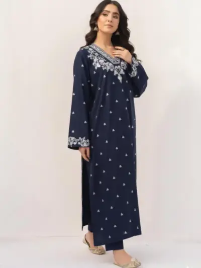 Motifze 2-Piece Women’s Unstitched Blue Lawn Embroidered Suit – 2.5m Each