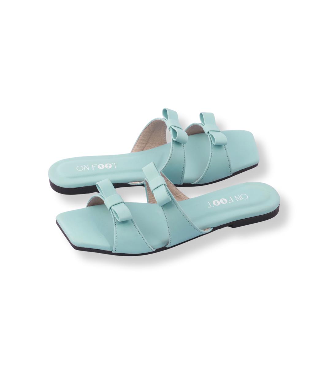 Bowtica Women’s Sky Blue Rexine Flats – Fancy, Formal & Casual Wear