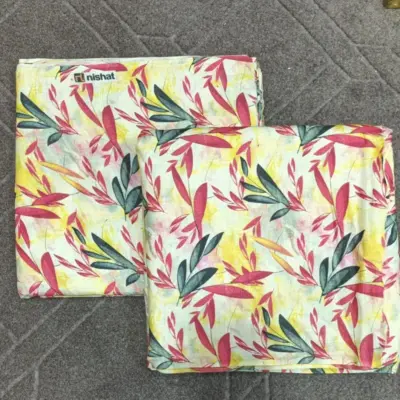 Women’s 2 Pcs Unstitched Swiss Lawn Digital Print Suit – Off White | Printed Shirt & Trouser (2.25 Gazz Each)