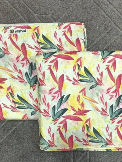 Women’s 2 Pcs Unstitched Swiss Lawn Digital Print Suit – Off White | Printed Shirt & Trouser (2.25 Gazz Each)