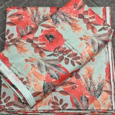 Women’s 2 Pcs Unstitched Swiss Lawn Digital Print Suit – Grey | Printed Shirt & Trouser (2.25 Gazz Each)