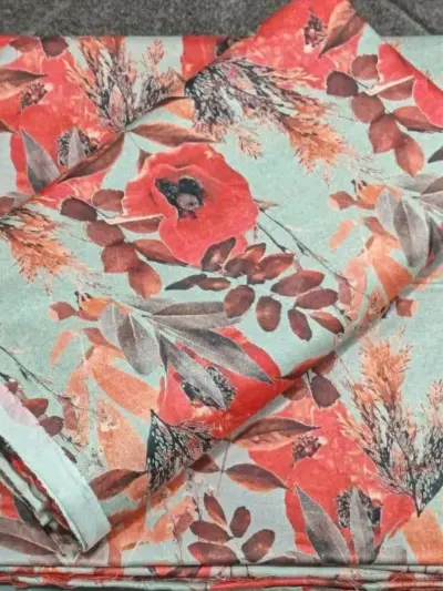 Women’s 2 Pcs Unstitched Swiss Lawn Digital Print Suit – Grey | Printed Shirt & Trouser (2.25 Gazz Each)