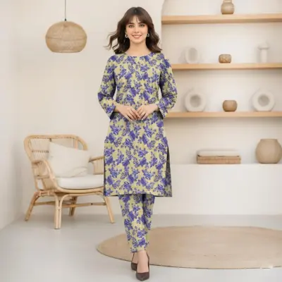 Women’s 2-Piece Unstitched Lawn Printed Suit – Off White | 2.5 Gazz Shirt & Trouser
