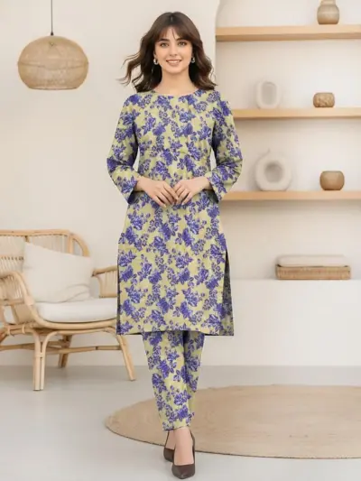 Women’s 2-Piece Unstitched Lawn Printed Suit – Off White | 2.5 Gazz Shirt & Trouser