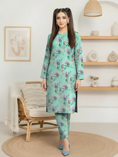 Women’s 2-Piece Unstitched Lawn Printed Suit – Green | 2.5 Gazz Shirt & Trouser