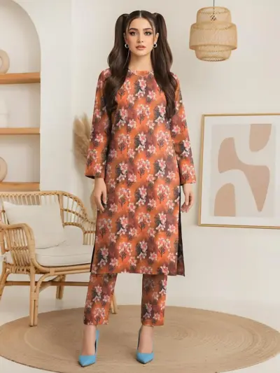 Women’s 2-Piece Unstitched Lawn Printed Suit – Mustard | 2.5 Gazz Shirt & Trouser