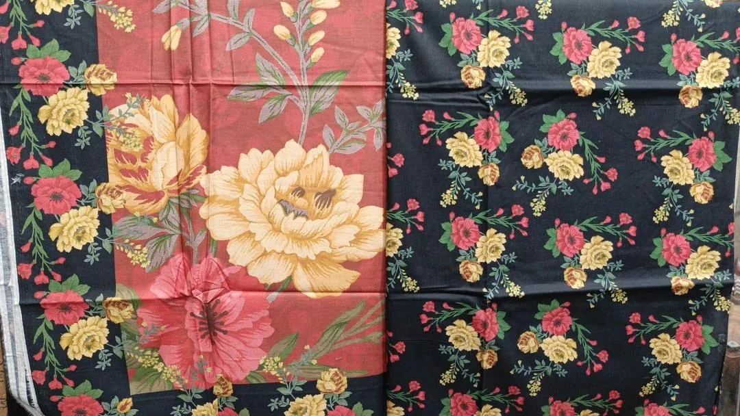 Black 3-Piece Women’s Unstitched Printed Lawn Suit – Shirt, Trouser & Digital Print Dupatta