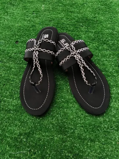 Women’s Black Synthetic Leather Rhinestone Fancy Flats – Formal, Casual & Semi-Formal Wear (Sizes 6–10)