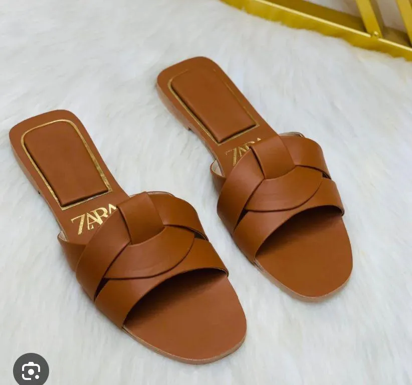 Women’s Fancy Synthetic Leather Flats Brown Embellished