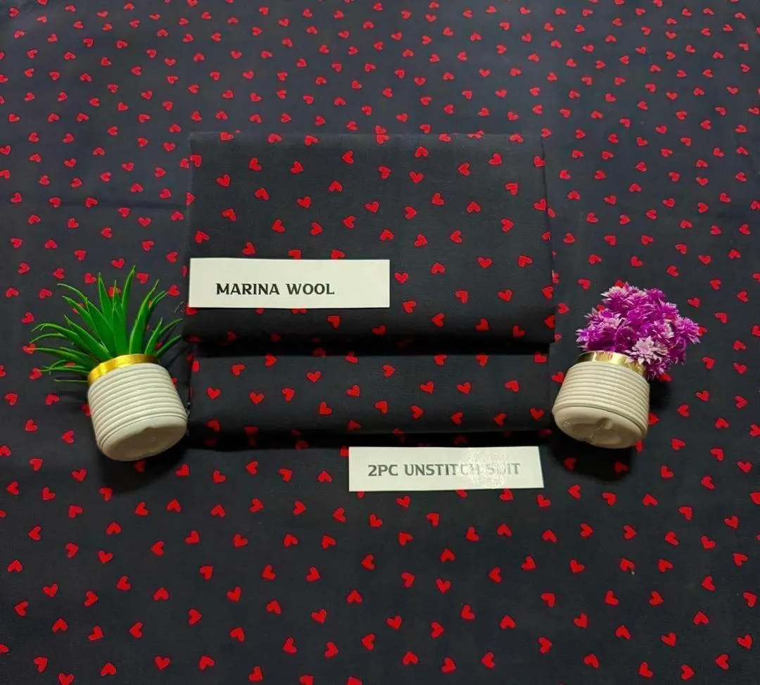 Women’s 2 Pcs Unstitched Printed Cotton Suit – Black | Shirt & Trouser (2.5 Gazz Each)