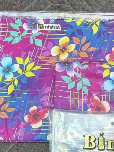 Women’s 2 Pcs Unstitched Swiss Lawn Digital Print Suit – Purple | Printed Shirt & Trouser (2.25 Gazz Each)
