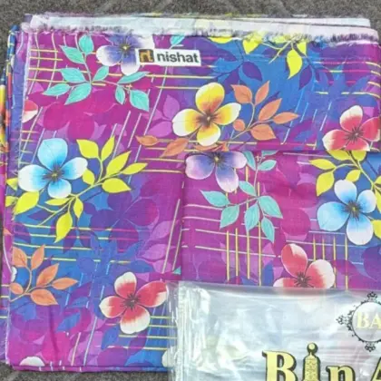 Women’s 2 Pcs Unstitched Swiss Lawn Digital Print Suit – Purple | Printed Shirt & Trouser (2.25 Gazz Each)