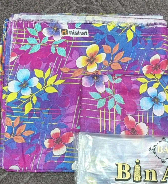 Women’s 2 Pcs Unstitched Swiss Lawn Digital Print Suit – Purple | Printed Shirt & Trouser (2.25 Gazz Each)