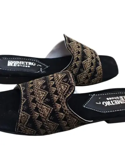 Women’s Black Velvet Fancy Flats – Thread Work & Plain Design, Sizes 7–10