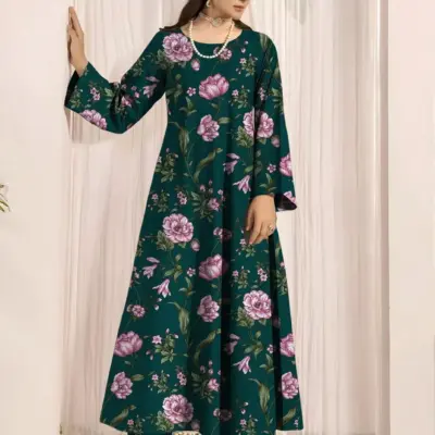 2 Pcs Women’s Unstitched Printed Lawn Suit – Green