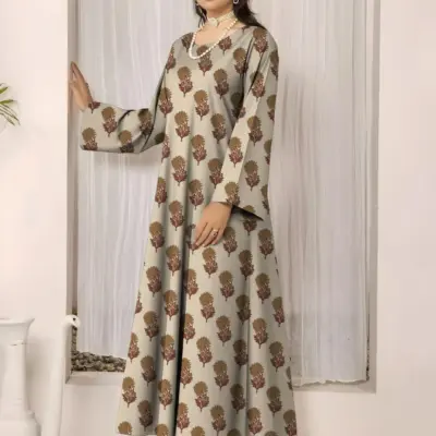 2 Pcs Women’s Unstitched Printed Lawn Suit – Yellow