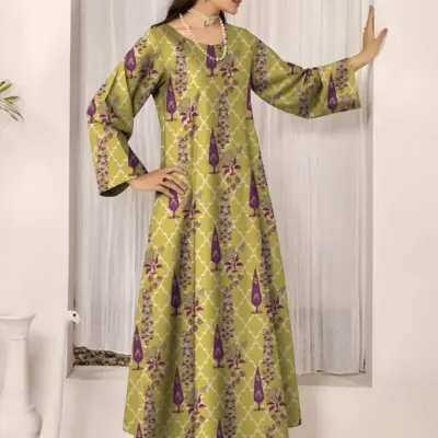 2 Pcs Women’s Unstitched Printed Lawn Suit Yellow