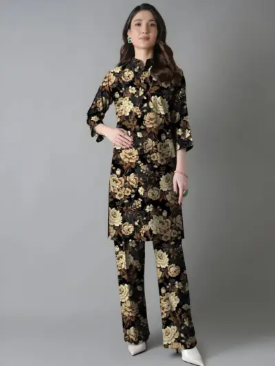 2 Pcs Women’s Unstitched Printed Lawn Suit Black