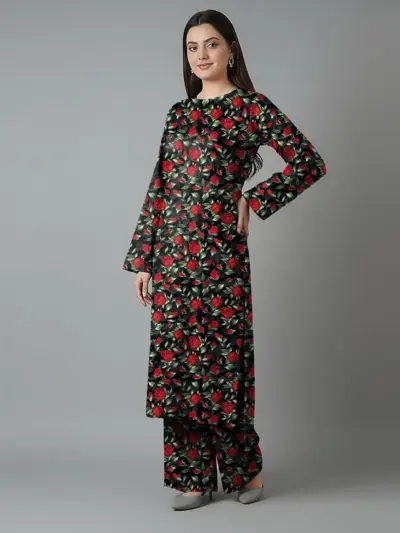 2 Pcs Women’s Unstitched Printed Dobby Lawn Suit – Black