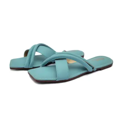 Women’s Casual Blue Rexine Plain Flats – 1 Pcs (Sizes 6–10)