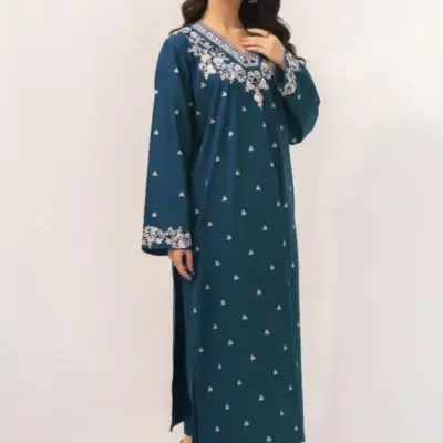 Motifze 2-Piece Women’s Unstitched Turquoise Lawn Embroidered Suit – 2.5m Each