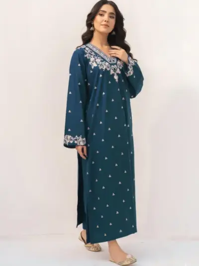 Motifze 2-Piece Women’s Unstitched Turquoise Lawn Embroidered Suit – 2.5m Each