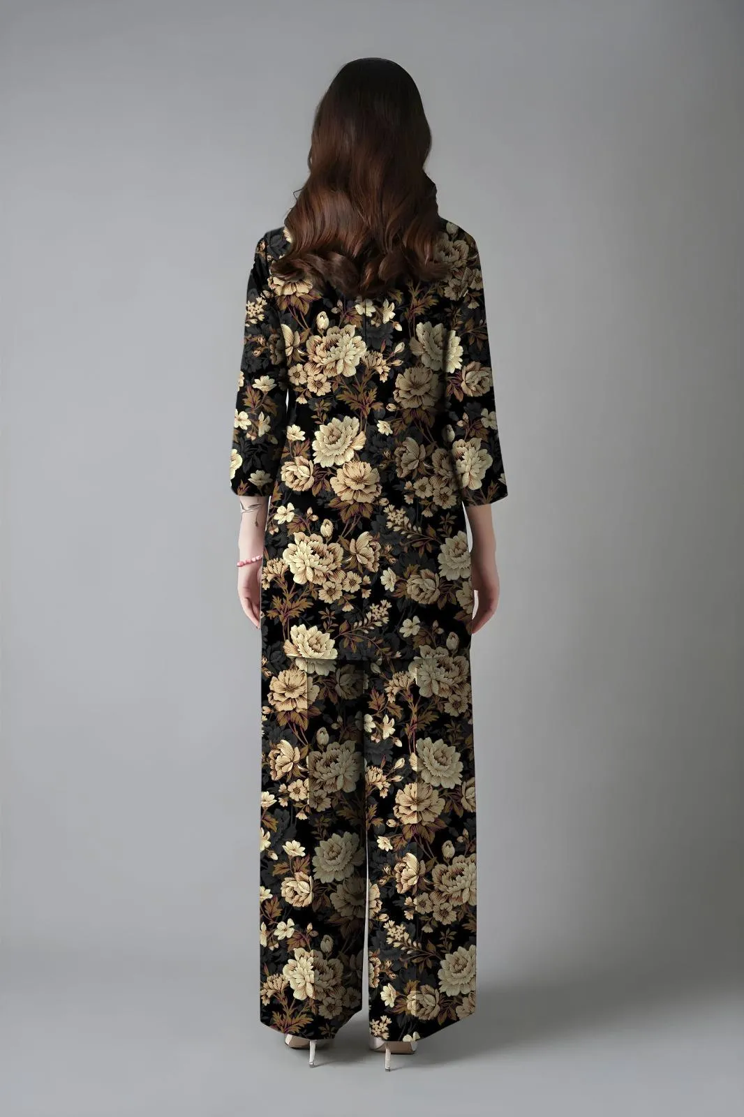 2 Pcs Women’s Unstitched Printed Lawn Suit Black