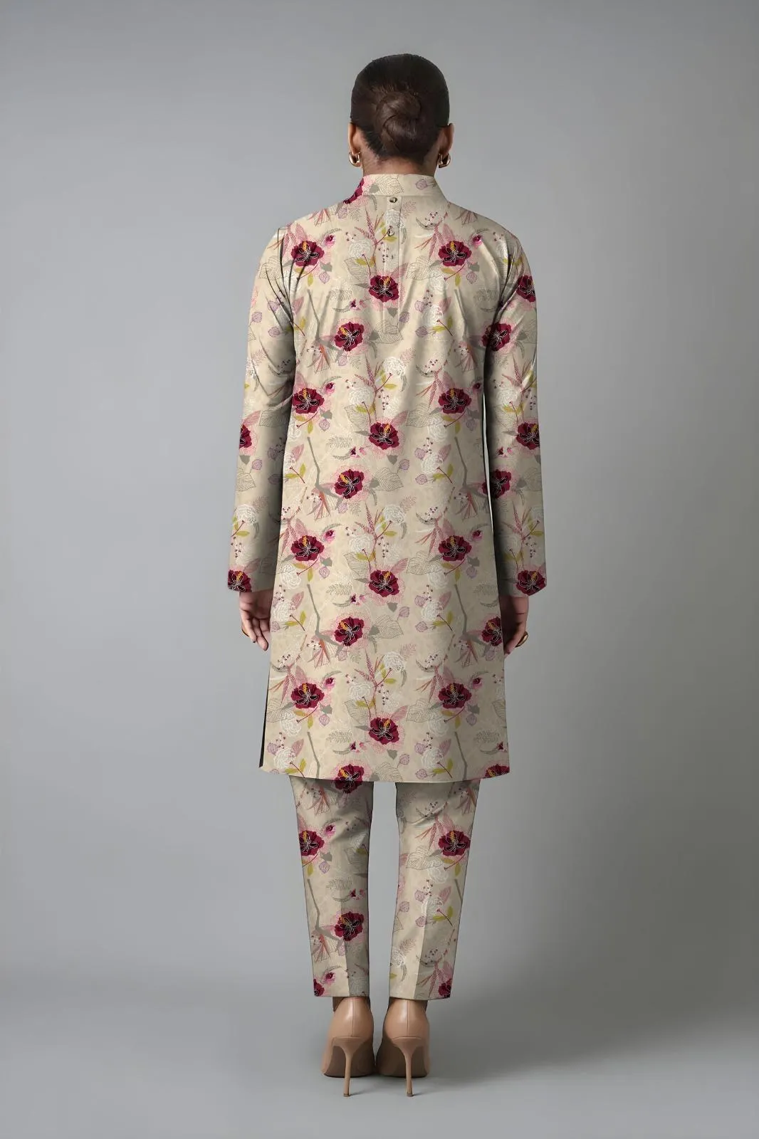 2 Pcs Women’s Unstitched Printed Lawn Suit – Off White