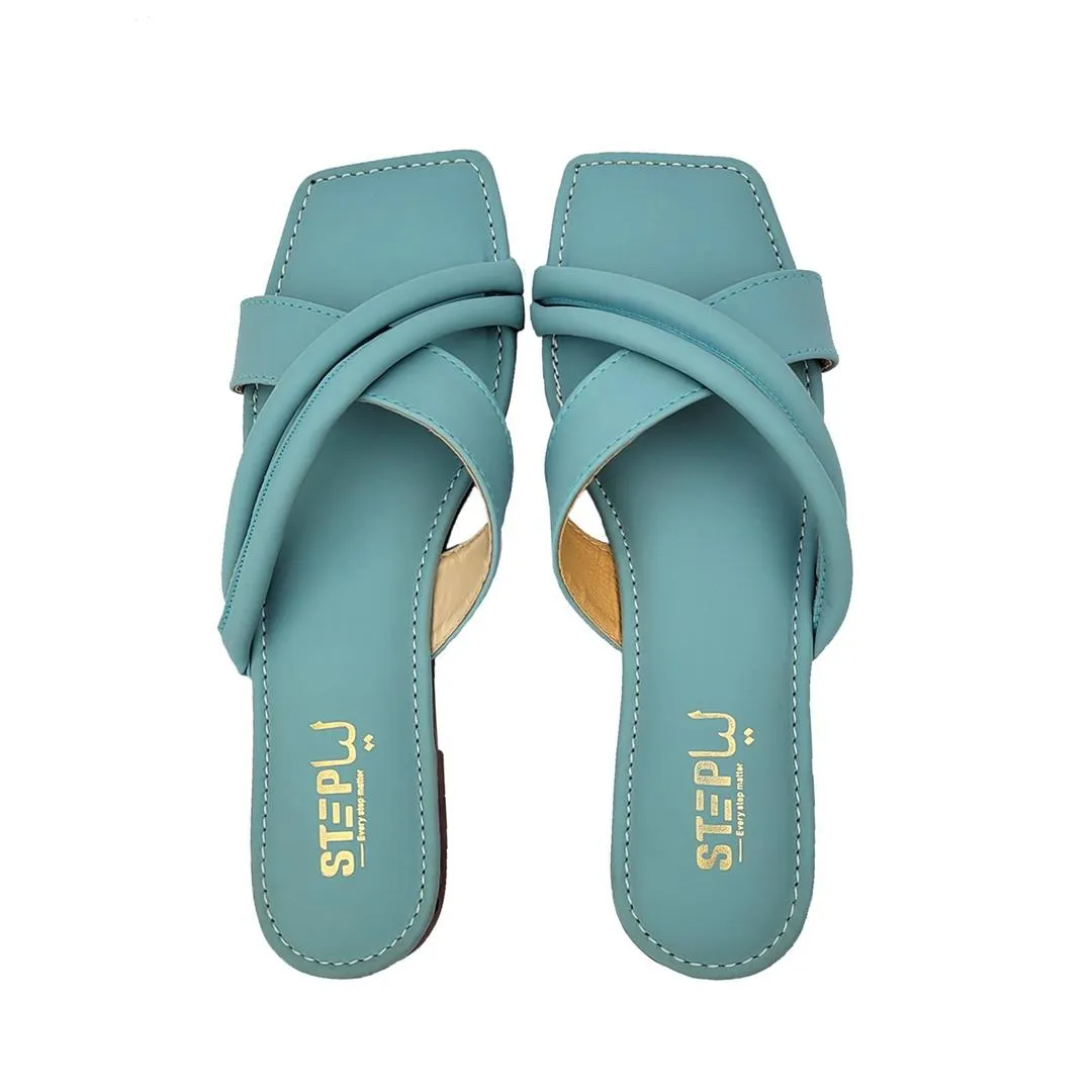 Women’s Casual Blue Rexine Plain Flats – 1 Pcs (Sizes 6–10)