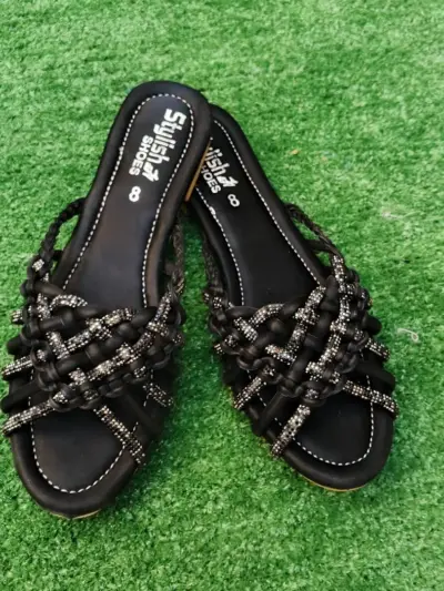 Women's Synthetic Leather Semi-Formal Rhinestone Pumps – Black, Sizes 6-11
