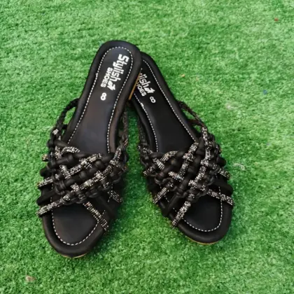 Women's Synthetic Leather Semi-Formal Rhinestone Pumps – Black, Sizes 6-11