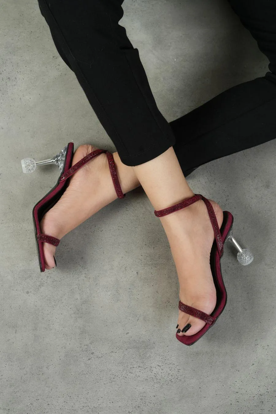 Fancy Women's Synthetic Leather Heels – Maroon, Sizes 6-11