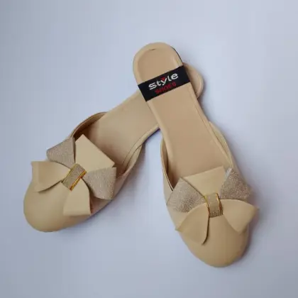 Women’s Synthetic Leather Casual Mules – Beige Plain Design