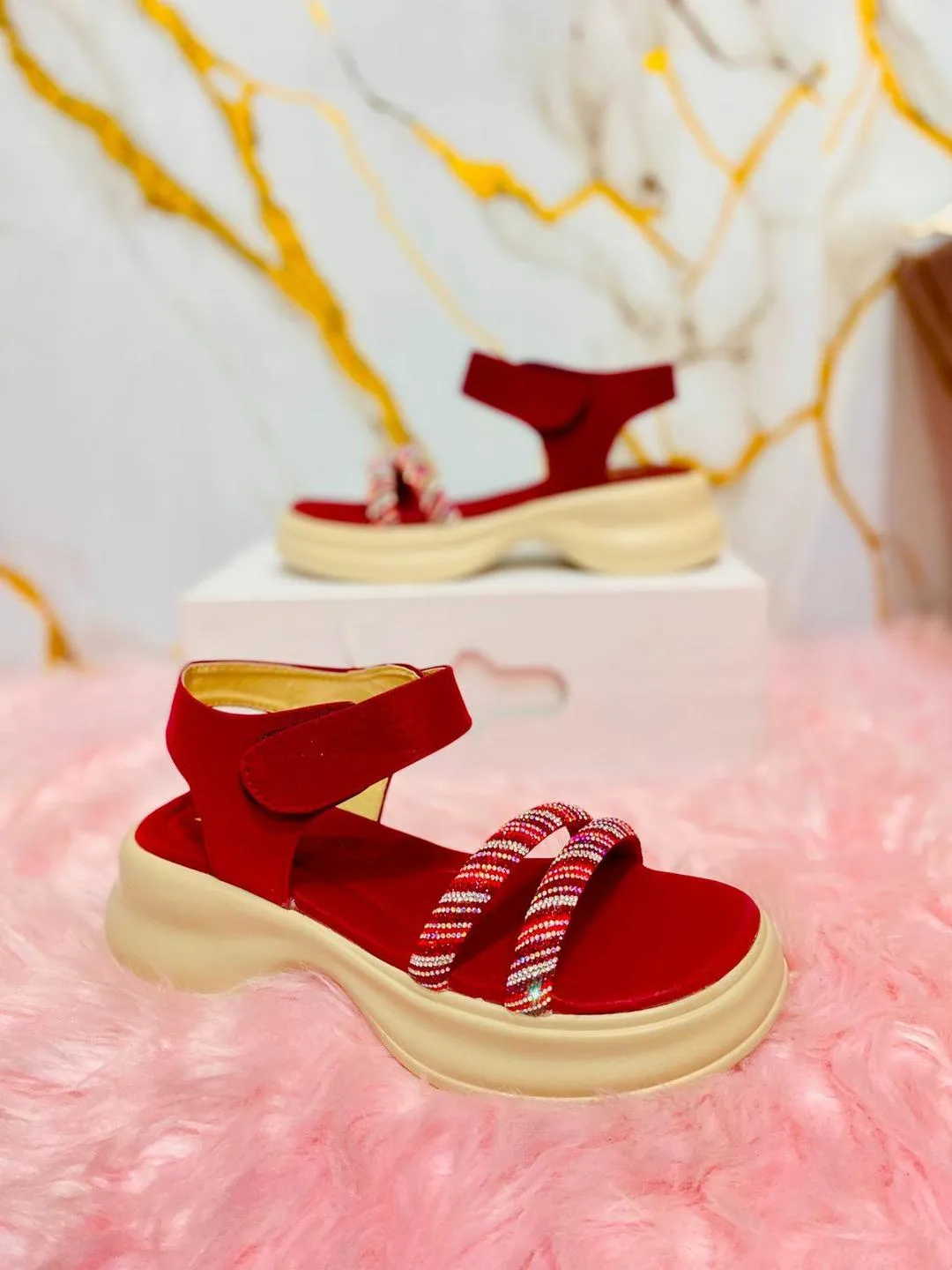 Women’s Casual PU Leather Sandals Red